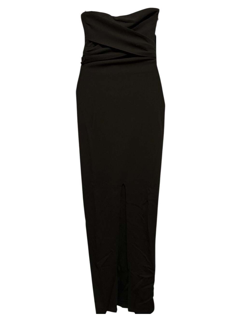Lulus Strapless Maxi Dress with Draped Bodice and Front Slit